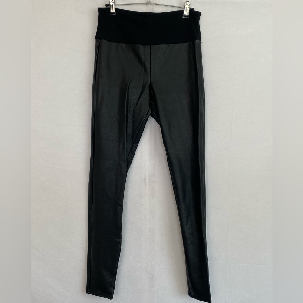 Assets by Spanks Medium Black Faux Leather Leggings biker goth style